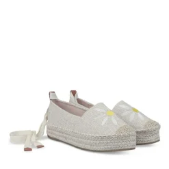 Espadrilles Plateforme BEIGE Femme Motif Fleuri A Enfiler