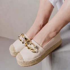 Espadrilles Plateforme BEIGE Femme Motif Uni A Enfiler