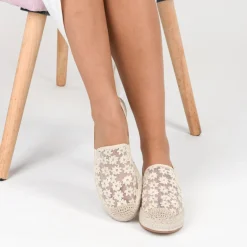 Espadrilles Plateforme BEIGE Femme Motif Uni A Enfiler