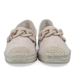 Espadrilles Plateforme BEIGE Femme Motif Chaîne A Enfiler