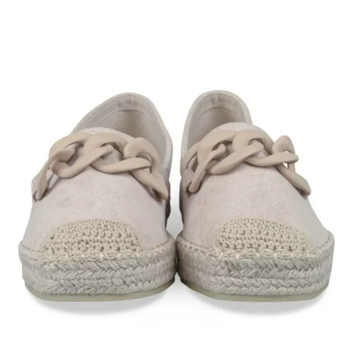 Espadrilles Plateforme BEIGE Femme Motif Chaîne A Enfiler