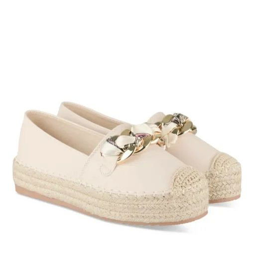 Espadrilles Plateforme BEIGE Femme Motif Uni A Enfiler