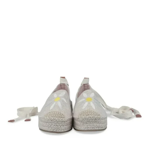 Espadrilles Plateforme BEIGE Femme Motif Fleuri A Enfiler