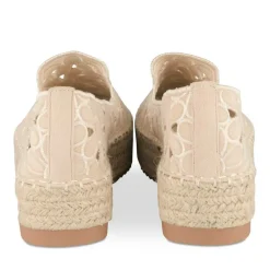 Espadrilles Plateforme BEIGE Femme Motif Fleuri A Enfiler