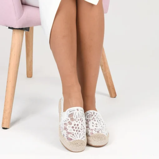 Espadrilles Plateforme BLANC Femme Motif Uni A Enfiler