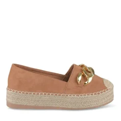 Espadrilles Plateforme MARRON Femme Motif Chaîne A Enfiler
