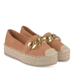 Espadrilles Plateforme MARRON Femme Motif Chaîne A Enfiler