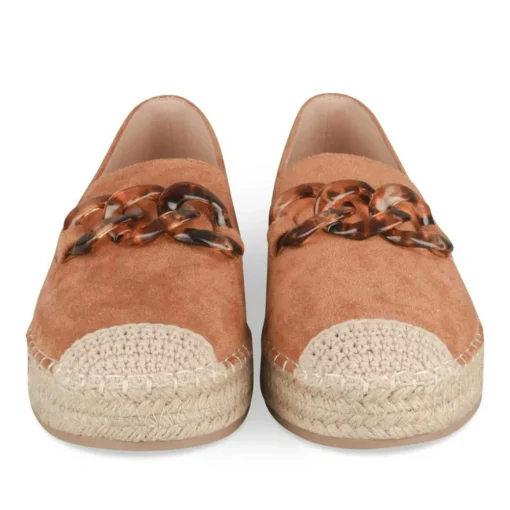 Espadrilles Plateforme MARRON Femme Motif Chaîne A Enfiler