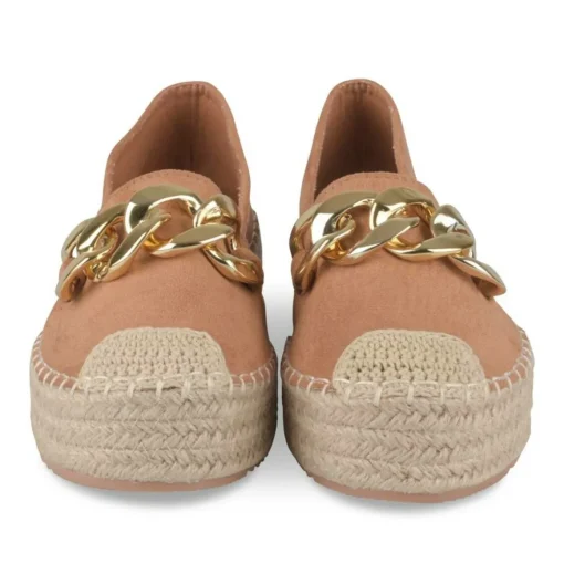 Espadrilles Plateforme MARRON Femme Motif Chaîne A Enfiler