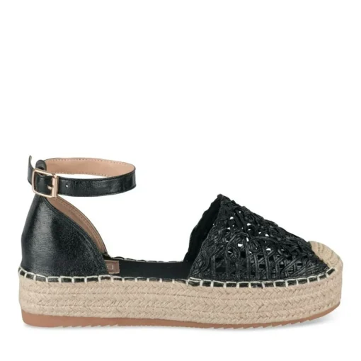 Espadrilles Plateforme NOIR Femme Motif Uni A Enfiler