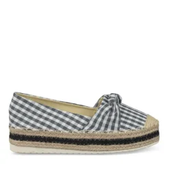 Espadrilles Plateforme NOIR Femme Motif Carreaux A Enfiler