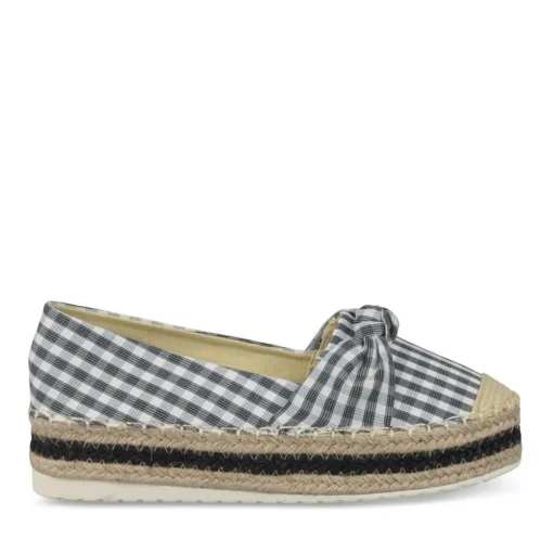 Espadrilles Plateforme NOIR Femme Motif Carreaux A Enfiler
