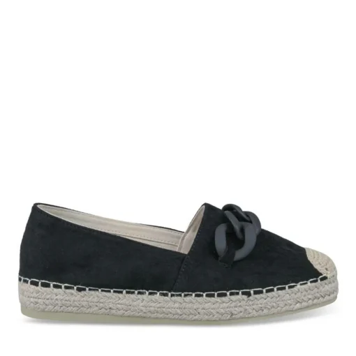 Espadrilles Plateforme NOIR Femme Motif Chaîne A Enfiler