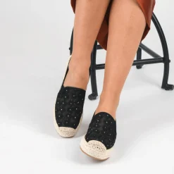 Espadrilles Plateforme NOIR Femme Motif Uni A Enfiler