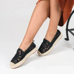 Espadrilles Plateforme NOIR Femme Motif Uni A Enfiler