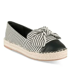 Espadrilles Plateforme NOIR Femme Motif Rayures A Enfiler