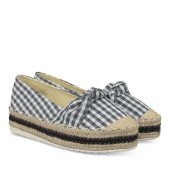 Espadrilles Plateforme NOIR Femme Motif Carreaux A Enfiler