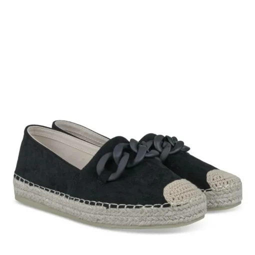 Espadrilles Plateforme NOIR Femme Motif Chaîne A Enfiler