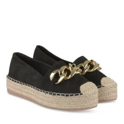 Espadrilles Plateforme NOIR Femme Motif Chaîne A Enfiler