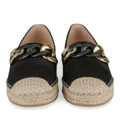 Espadrilles Plateforme NOIR Femme Motif Chaîne A Enfiler