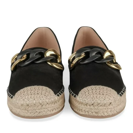 Espadrilles Plateforme NOIR Femme Motif Chaîne A Enfiler