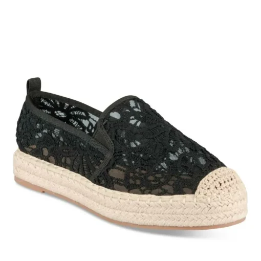 Espadrilles Plateforme NOIR Femme Motif Uni A Enfiler
