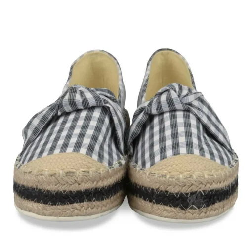 Espadrilles Plateforme NOIR Femme Motif Carreaux A Enfiler