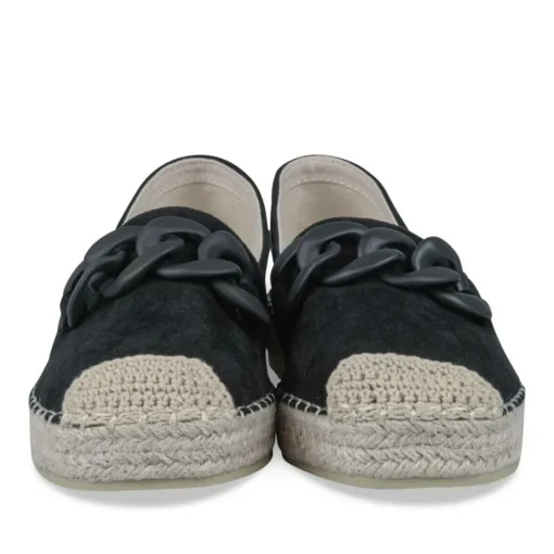 Espadrilles Plateforme NOIR Femme Motif Chaîne A Enfiler