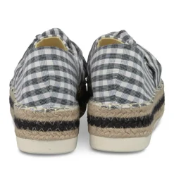 Espadrilles Plateforme NOIR Femme Motif Carreaux A Enfiler