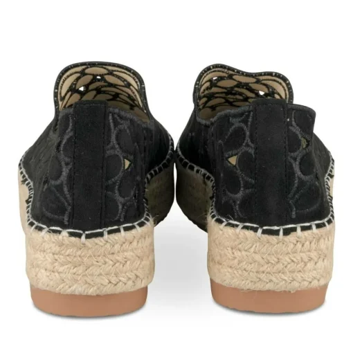 Espadrilles Plateforme NOIR Femme Motif Fleuri A Enfiler