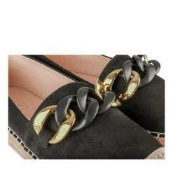 Espadrilles Plateforme NOIR Femme Motif Chaîne A Enfiler