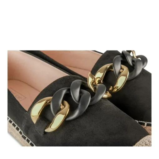 Espadrilles Plateforme NOIR Femme Motif Chaîne A Enfiler