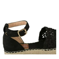 Espadrilles Plateforme NOIR Femme Motif Tressé Boucle