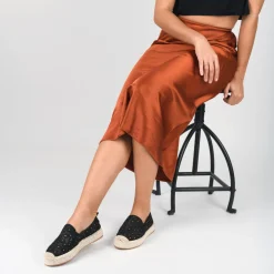 Espadrilles Plateforme NOIR Femme Motif Uni A Enfiler