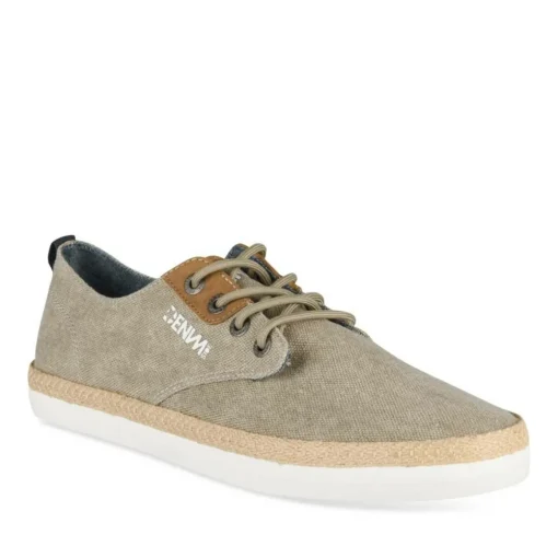 Espadrilles VERT Homme Motif Uni Lacets