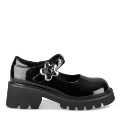Mocassins Babies NOIR Femme Motif Fleuri Scratch
