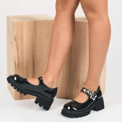 Mocassins Babies NOIR Femme Motif Fleuri Scratch