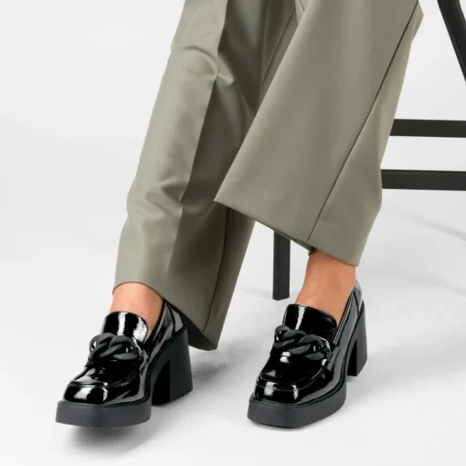 Mocassins Babies NOIR Femme Motif Chaîne A Enfiler