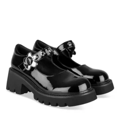 Mocassins Babies NOIR Femme Motif Fleuri Scratch