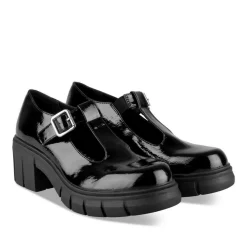 Mocassins Babies NOIR Femme Motif Vernis Boucle