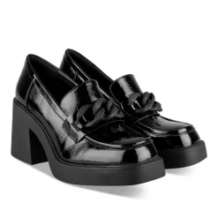 Mocassins Babies NOIR Femme Motif Chaîne A Enfiler