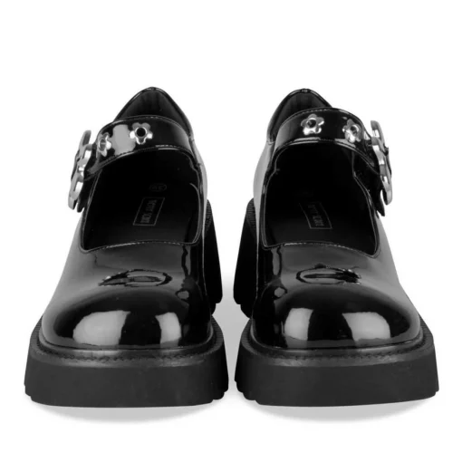 Mocassins Babies NOIR Femme Motif Fleuri Scratch