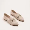 Mocassins BEIGE Femme CUIR Motif Chaîne A Enfiler