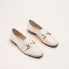Mocassins BEIGE Femme CUIR Motif Chaîne A Enfiler