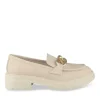 Mocassins BEIGE Femme CUIR Motif Chaîne A Enfiler