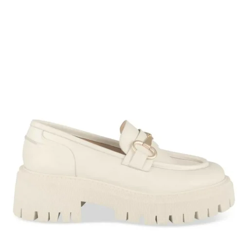 Mocassins BEIGE Femme CUIR Motif Uni A Enfiler