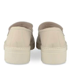 Mocassins BEIGE Femme CUIR Motif Chaîne A Enfiler