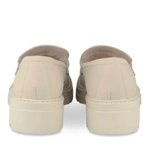 Mocassins BEIGE Femme CUIR Motif Chaîne A Enfiler