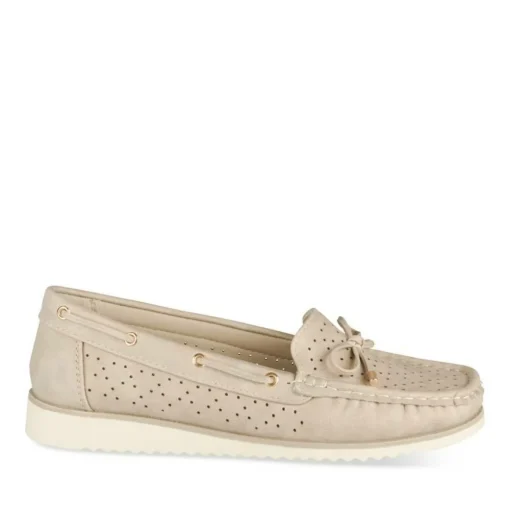 Mocassins BEIGE Femme Motif Uni A Enfiler