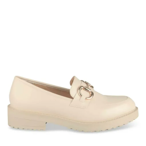 Mocassins BEIGE Femme Motif Uni A Enfiler